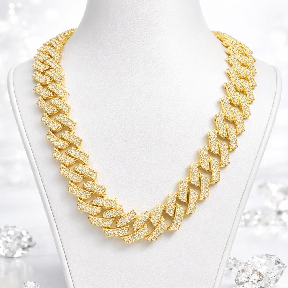 28” Miami Cuban Link Chain 16mm Hip Hop Bling Necklace for Men